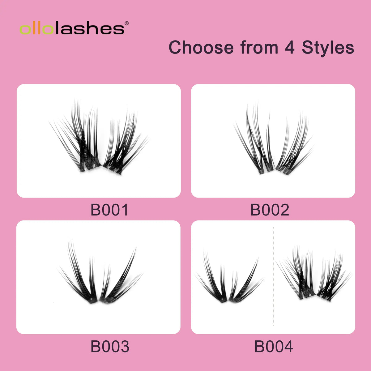 OLLOLASHES DIY Bottom Lash Clusters, Cosmetic Makeup False Lashes with J Curl, Multiple Styles, Lightweight Natural Look, Easy Application, Long Wear