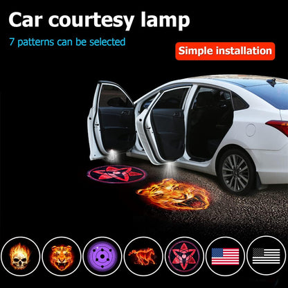 2Pcs Car Door Projector Lights, Wireless LED Welcome Lamp, Eye #1