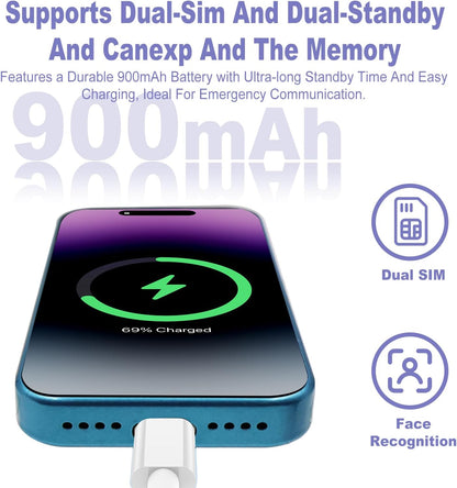 Mini Intelligent Unlocking Phone 3-Inch High-Definition Touch Screen 3G Android Dual Card Dual Standby Face ID Small Smartphone Suitable for Students and Children (2GB+16GB) (Blue)