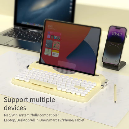 AF84 Wireless BT Portable Keyboard-Retro Punk Typewriter Mechanical Keyboard-Wireless BT Dual-Mode Office Keyboard