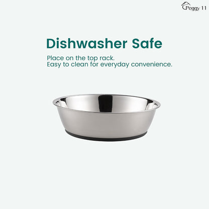 Lightweight Stainless Steel Cat Dog Bowls, 3 US Cup Each, 2-Pack