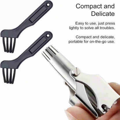 Stainless Steel Nose Hair Trimmer Manual Mechanical Shaving Razor Washable Hair Removal Tools with Cleaning Brush