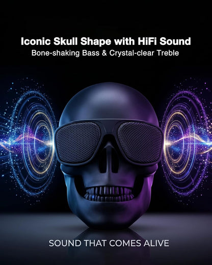 Skull Speaker, Portable Bluetooth Speakers Unique Speaker 8W Output Bass Stereo Compatible for Desktop Pc/Laptop/Mobile Phone/Mp3/Mp4 Player for Halloween Decorations for Gift Party