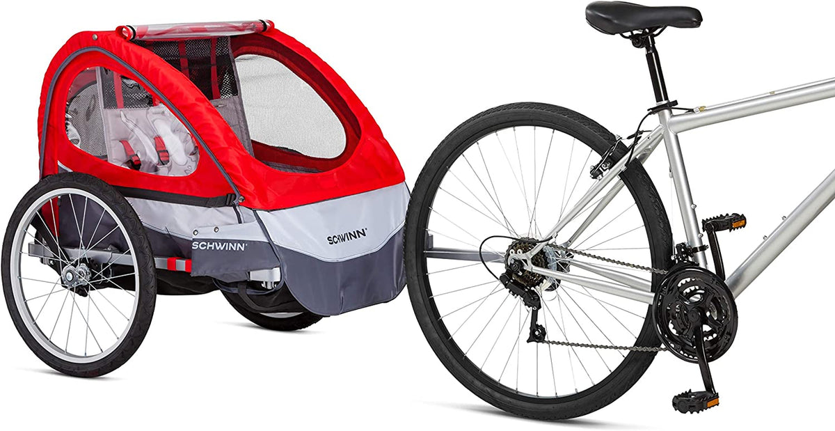 Trailblazer Double Child Bike Trailer, Max of 2 Children with Total Weight of 80 Lbs., Canopy, 20-Inch Air-Filled Tires, Red