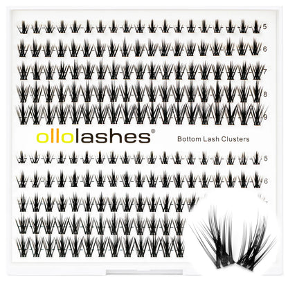 OLLOLASHES DIY Bottom Lash Clusters, Cosmetic Makeup False Lashes with J Curl, Multiple Styles, Lightweight Natural Look, Easy Application, Long Wear