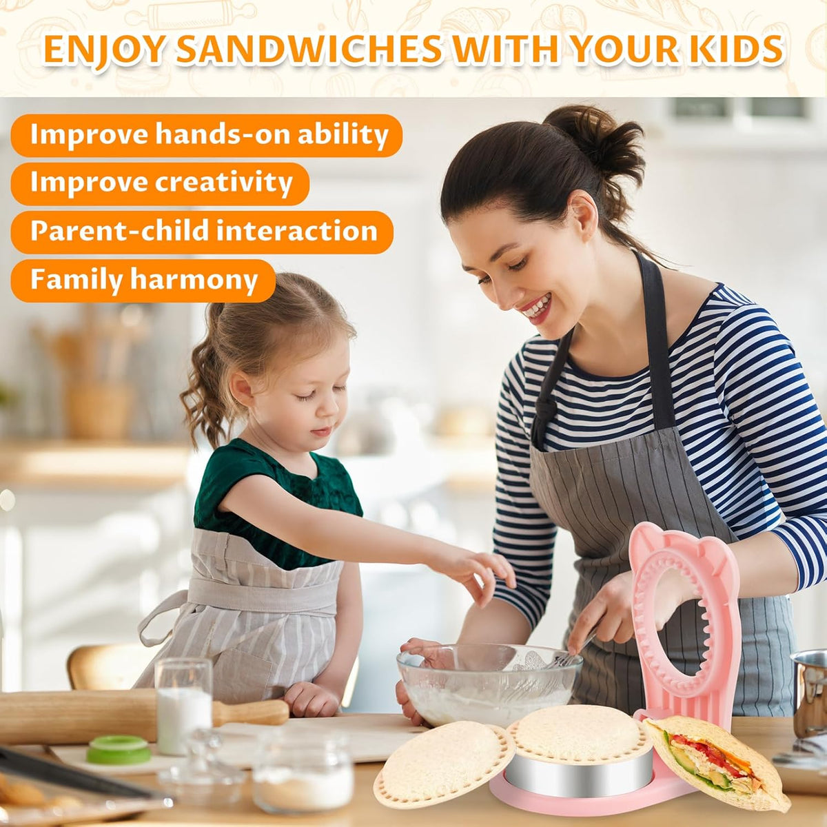 Uncrustable Sandwich Maker, Sandwich Pocket Circle Shape Cutter & Sealer for Kids Breakfast and Lunchboxes, Light Blue, 3.7Inch