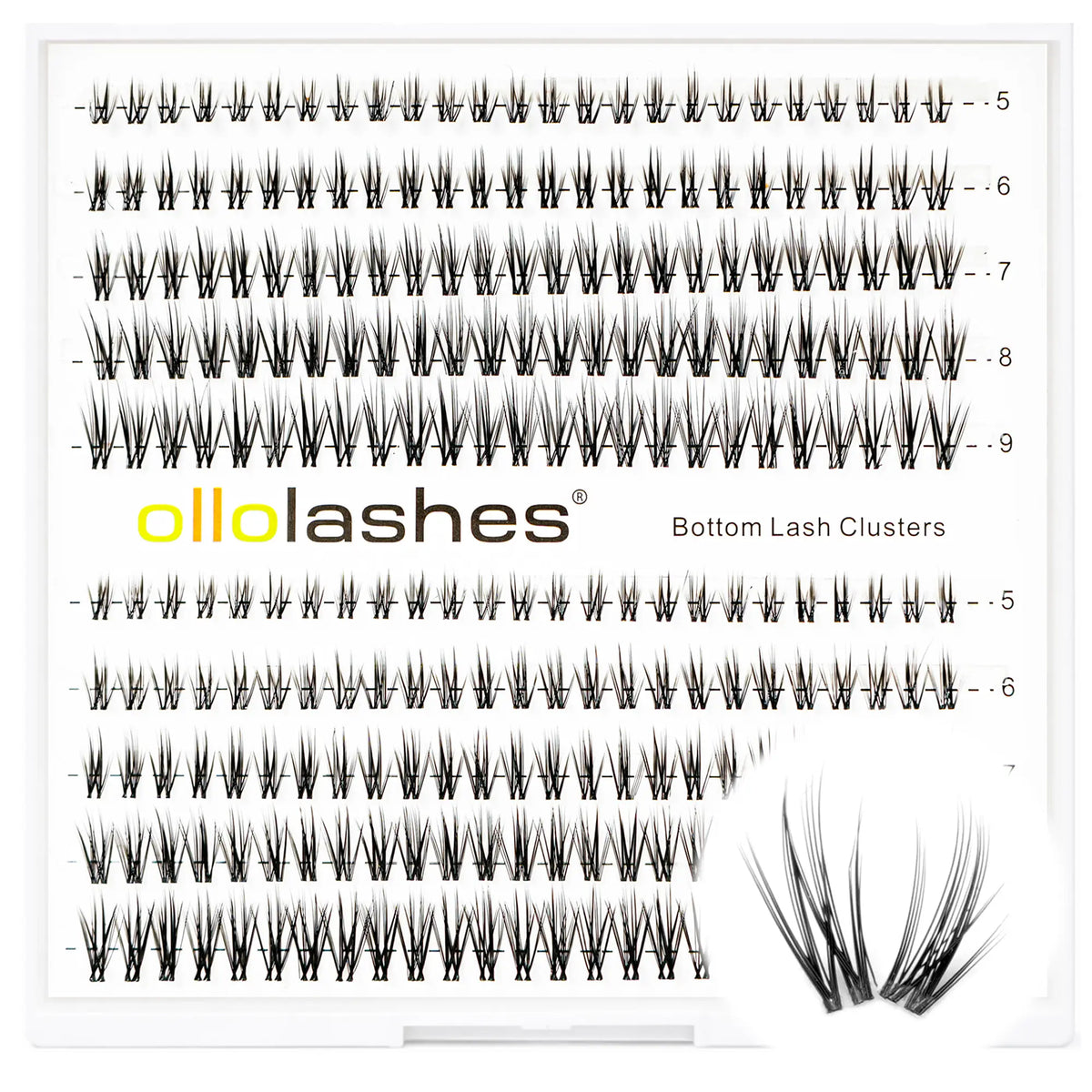OLLOLASHES DIY Bottom Lash Clusters, Cosmetic Makeup False Lashes with J Curl, Multiple Styles, Lightweight Natural Look, Easy Application, Long Wear