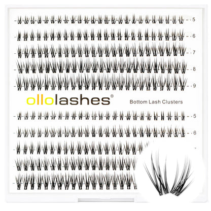 OLLOLASHES DIY Bottom Lash Clusters, Cosmetic Makeup False Lashes with J Curl, Multiple Styles, Lightweight Natural Look, Easy Application, Long Wear