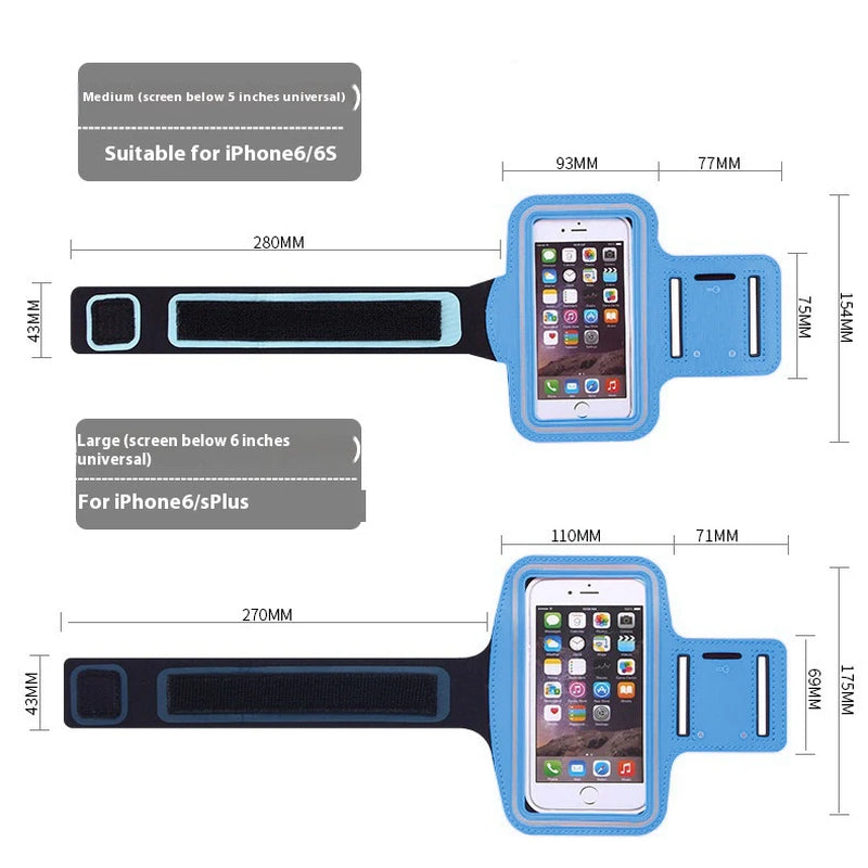 New Running Sports Phone Case Arm Band for Iphone 15 14 Pro Max XR 6 7 8 plus Samsung Note 20 10 S9 Maximum Capacity of 7 Inches
