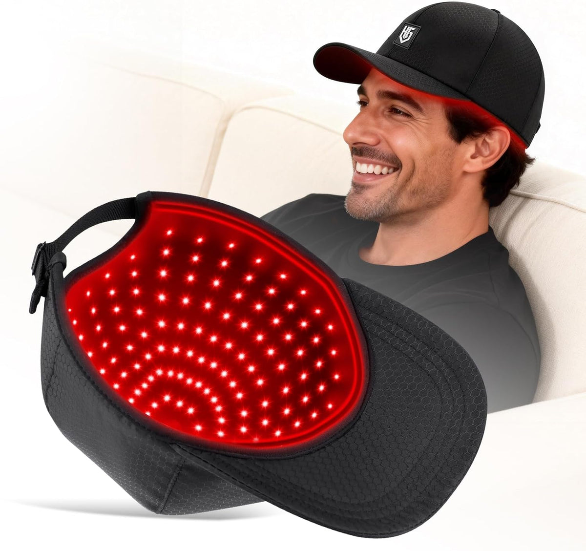 Cordless Red Light Cap, Rechargeable Baseball Hat with 660Nm Red & 850Nm near Infrared Light, 2000Mah Battery, Comfortable Fit, Ideal Gift for Men & Women