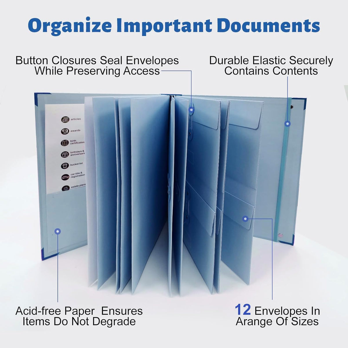 Document Organizer,File Organizer for Paper,Important Documents for Office and School,In Case I Go Missing Binder(Blue,2In Thick)