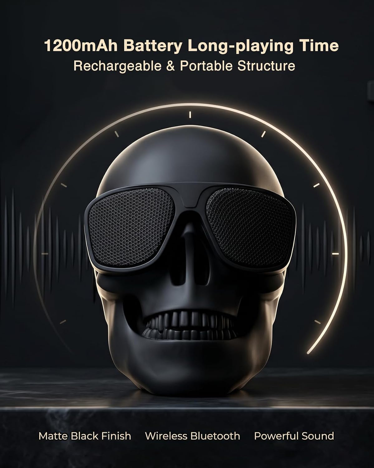 Skull Speaker, Portable Bluetooth Speakers Unique Speaker 8W Output Bass Stereo Compatible for Desktop Pc/Laptop/Mobile Phone/Mp3/Mp4 Player for Halloween Decorations for Gift Party