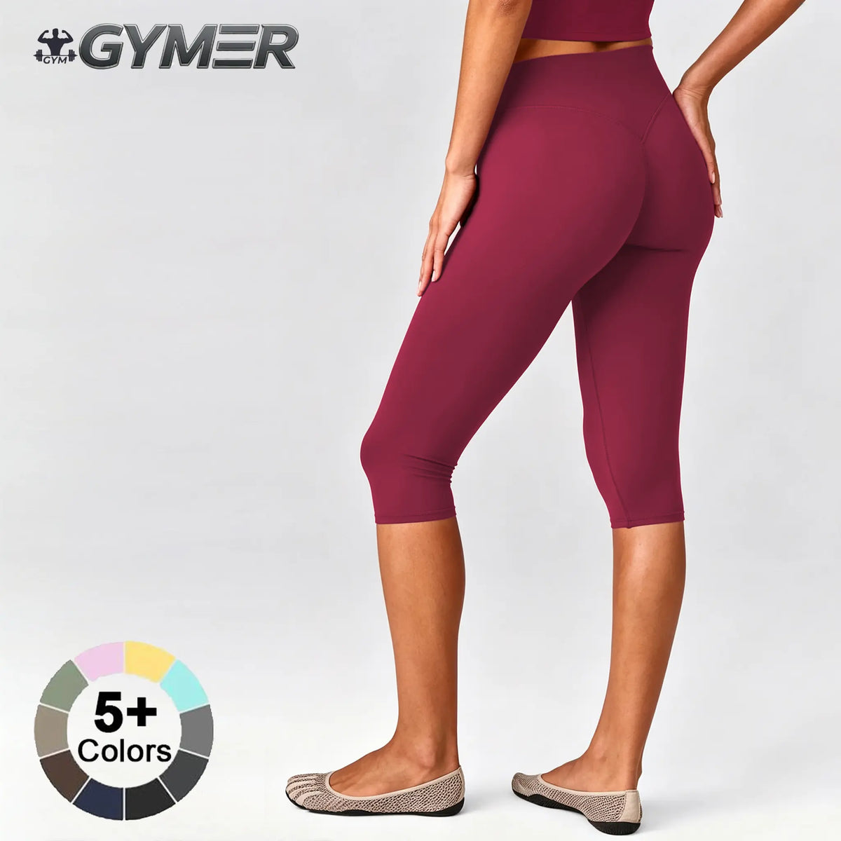 GYMER Softmotion High Waisted Capri Leggingsr Form Invisible Scrunch Vision Capris | Straight Waistbandcapri Leggingswomen Tummy Control Yoga Pants Casual Athletic Lounge Activewear #Backtoschool Womenswear