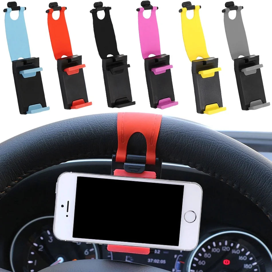 Universal Car Interior Steering Wheel Clip Phone Holder Mount for Iphone Xiaomi Samsung Mobile Phone GPS Car Accessories