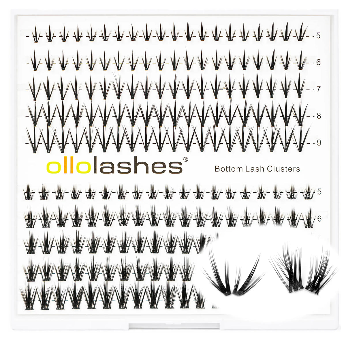 OLLOLASHES DIY Bottom Lash Clusters, Cosmetic Makeup False Lashes with J Curl, Multiple Styles, Lightweight Natural Look, Easy Application, Long Wear
