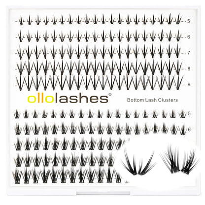 OLLOLASHES DIY Bottom Lash Clusters, Cosmetic Makeup False Lashes with J Curl, Multiple Styles, Lightweight Natural Look, Easy Application, Long Wear
