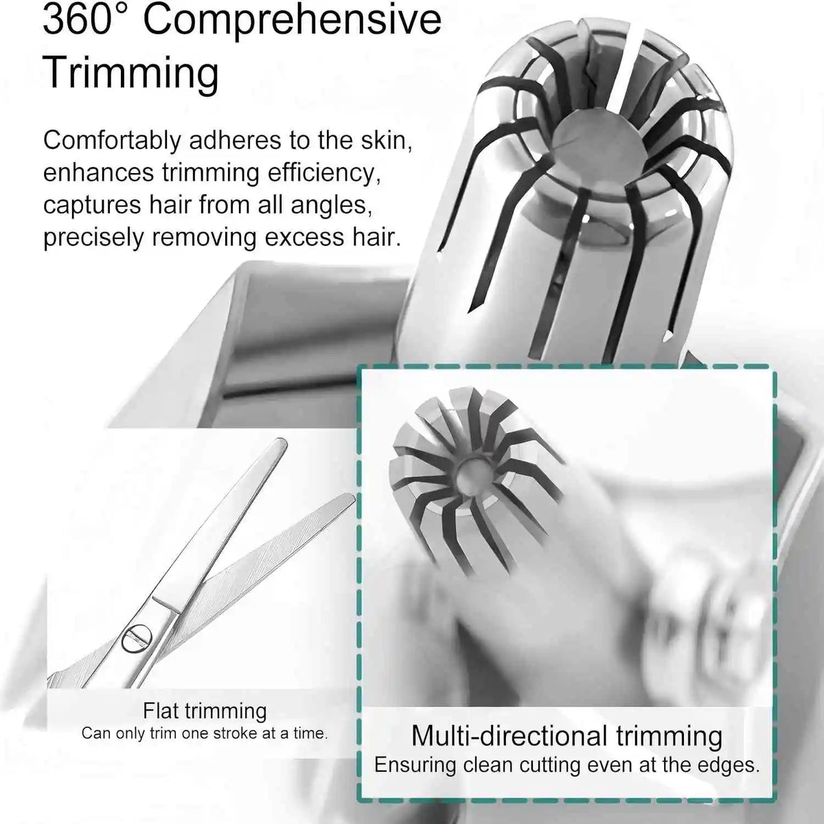 Stainless Steel Nose Hair Trimmer Manual Mechanical Shaving Razor Washable Hair Removal Tools with Cleaning Brush