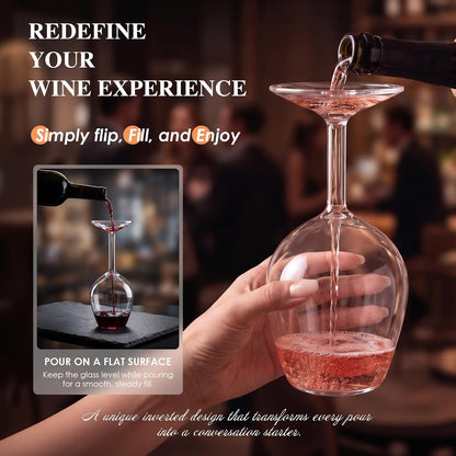 Upside down Wine Glass Unique & Funny Wine Glasses Gifts for Women & Men