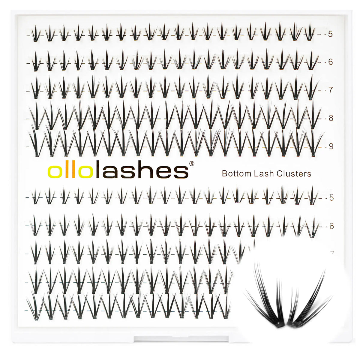 OLLOLASHES DIY Bottom Lash Clusters, Cosmetic Makeup False Lashes with J Curl, Multiple Styles, Lightweight Natural Look, Easy Application, Long Wear
