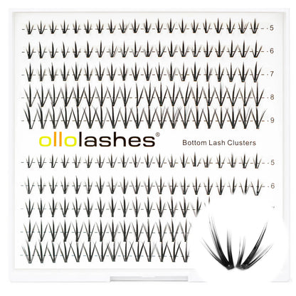 OLLOLASHES DIY Bottom Lash Clusters, Cosmetic Makeup False Lashes with J Curl, Multiple Styles, Lightweight Natural Look, Easy Application, Long Wear