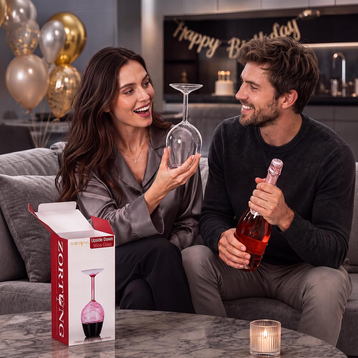 Upside down Wine Glass Unique & Funny Wine Glasses Gifts for Women & Men