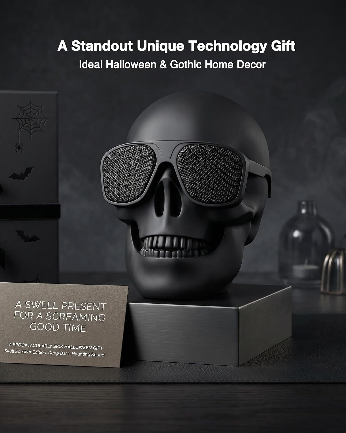 Skull Speaker, Portable Bluetooth Speakers Unique Speaker 8W Output Bass Stereo Compatible for Desktop Pc/Laptop/Mobile Phone/Mp3/Mp4 Player for Halloween Decorations for Gift Party