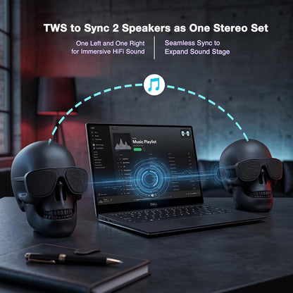Skull Speaker, Portable Bluetooth Speakers Unique Speaker 8W Output Bass Stereo Compatible for Desktop Pc/Laptop/Mobile Phone/Mp3/Mp4 Player for Halloween Decorations for Gift Party