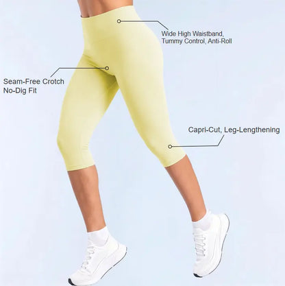 GYMER Softmotion High Waisted Capri Leggingsr Form Invisible Scrunch Vision Capris | Straight Waistbandcapri Leggingswomen Tummy Control Yoga Pants Casual Athletic Lounge Activewear #Backtoschool Womenswear
