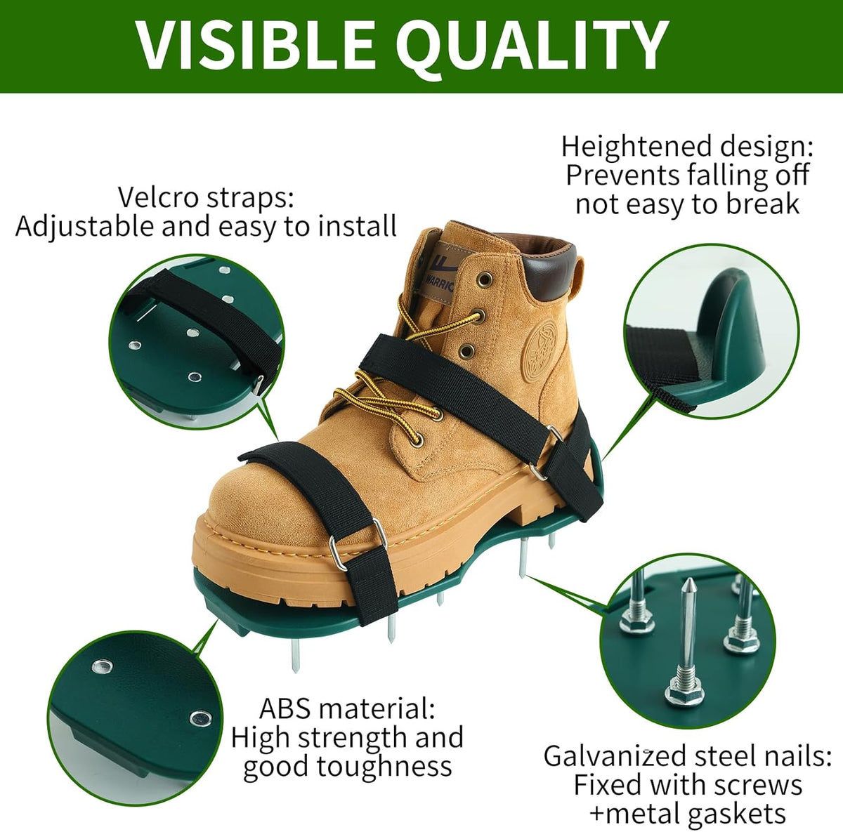 Lawn Aerator Shoes for Grass, Lawn Aerator as Grass Aeration Spiked Sandals with Durable Spikes and Adjustable Straps for Lawn and Garden Patio Grass.