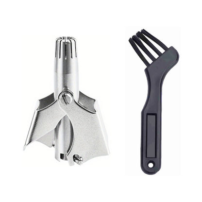 Stainless Steel Nose Hair Trimmer Manual Mechanical Shaving Razor Washable Hair Removal Tools with Cleaning Brush