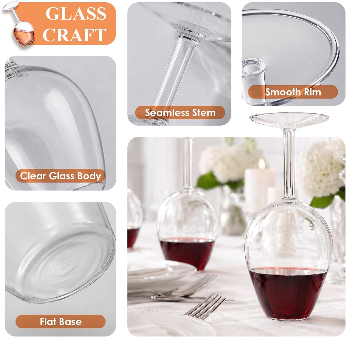 Upside down Wine Glass Unique & Funny Wine Glasses Gifts for Women & Men