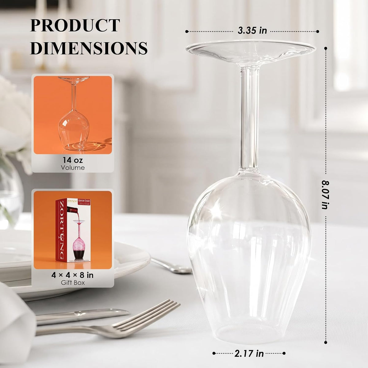 Upside down Wine Glass Unique & Funny Wine Glasses Gifts for Women & Men